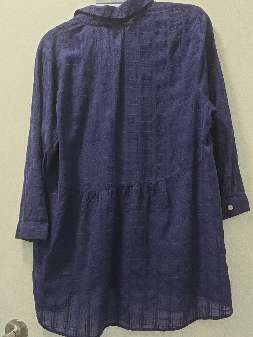 J. Jill Dark Blue Button-Front Peplum Tunic - Picture 2 of 5